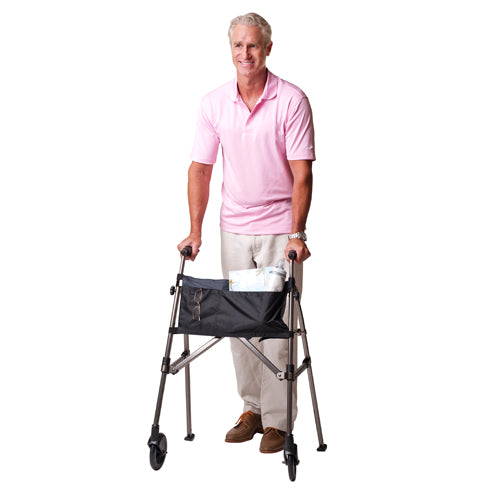 Stander EZ Fold N Go Walker, lightweight and compact mobility aid for seniors, folds for easy storage, supports up to 400 lbs, adjustable handle height, travel-friendly with convenient storage pouch