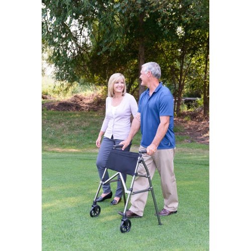 Stander EZ Fold N Go Walker, lightweight and compact mobility aid for seniors, folds for easy storage, supports up to 400 lbs, adjustable handle height, travel-friendly with convenient storage pouch