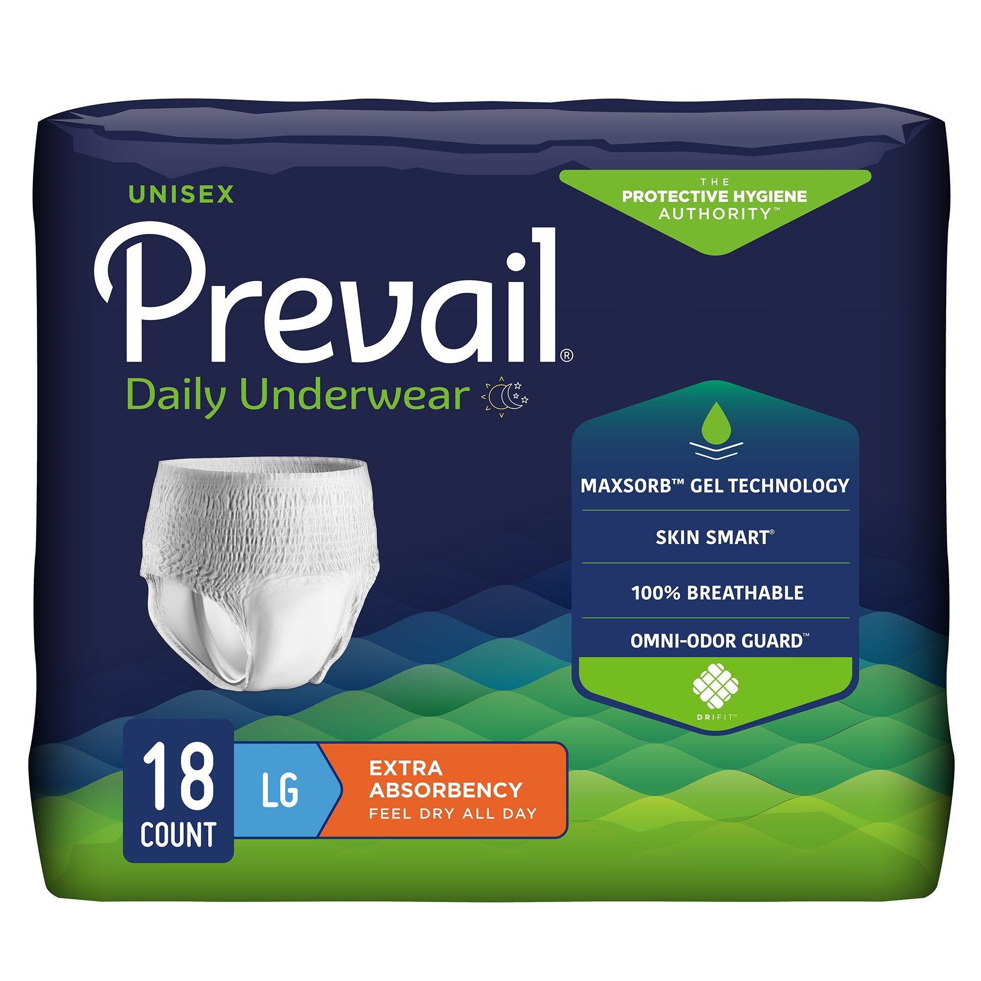 Prevail Unisex Adult Absorbent Underwear, Extra Absorbency, Pull-On Style with Moderate Leak Protection