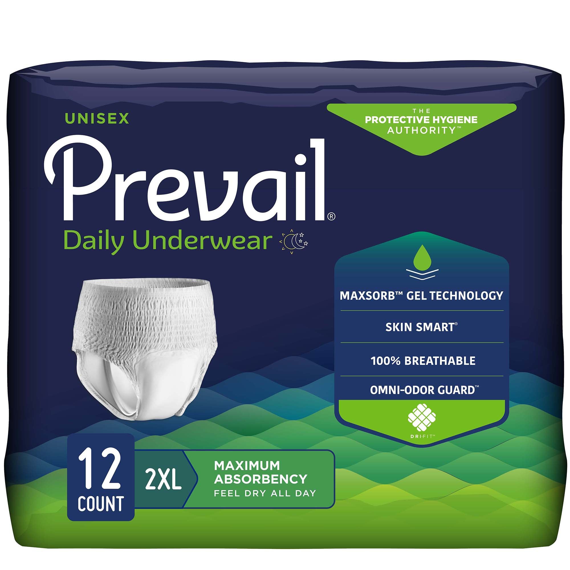 Prevail Unisex Adult Absorbent Underwear, Extra Absorbency, Pull-On Style with Moderate Leak Protection