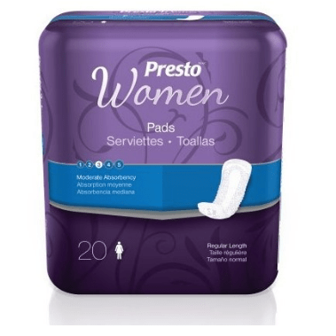 Presto® Incontinence Pads with Moderate Absorbency, 10