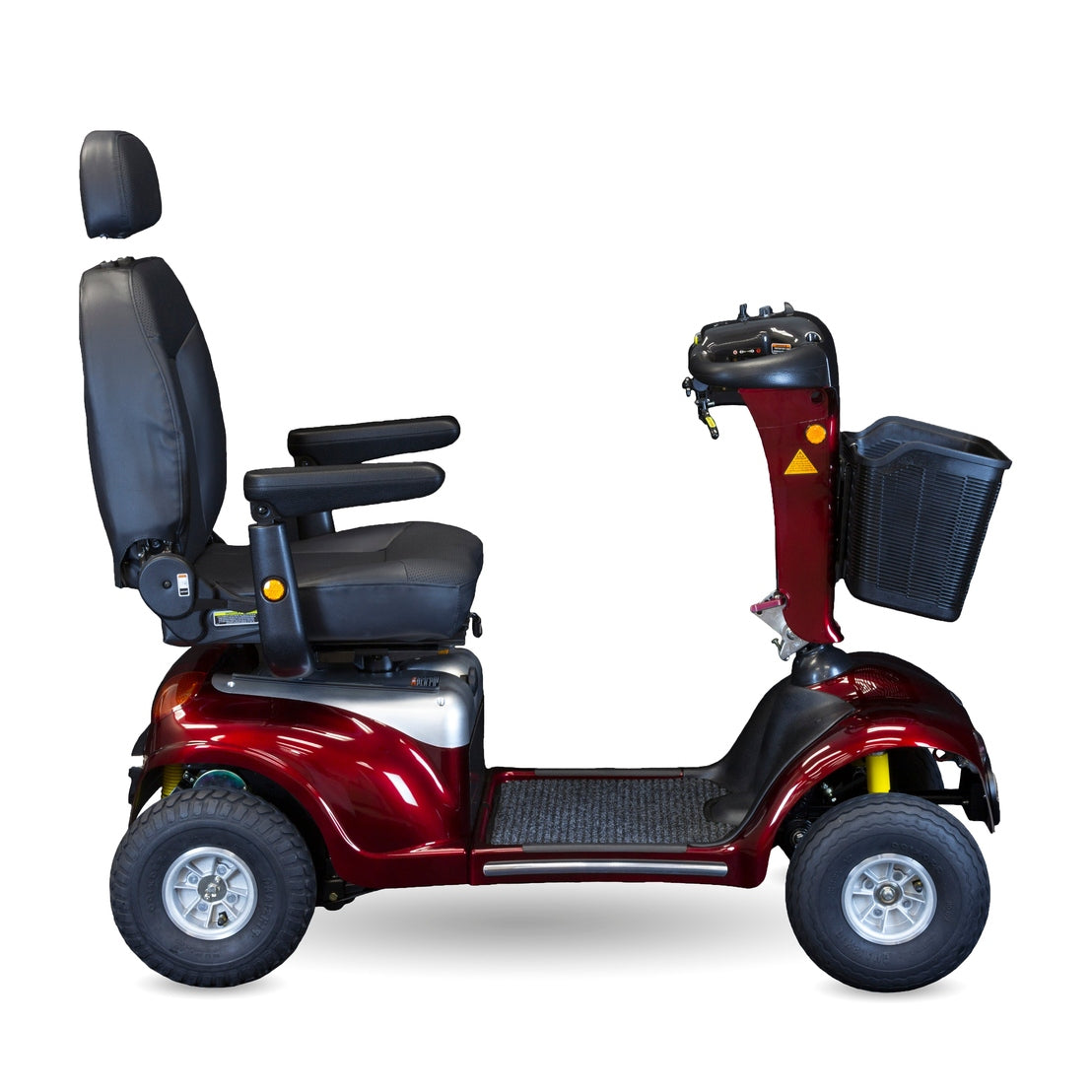 Enduro XL4 Heavy-Duty Mobility Scooter with Full Suspension and Delta Tiller in Burgundy