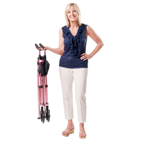 Stander EZ Fold N Go Walker, lightweight and compact mobility aid for seniors, folds for easy storage, supports up to 400 lbs, adjustable handle height, travel-friendly with convenient storage pouch